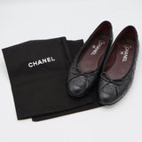 CHANEL シャネル フラットシューズ G26250 38C 25cm マトラッセ パンプス ブラック 靴 H21001