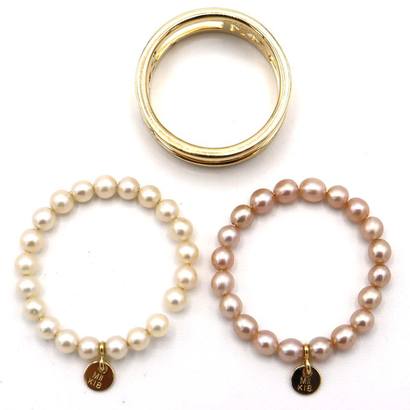 MIKIMOTO ミキモト リング 3点 ペルリータ 13号 ベビーパール 14.5号 真珠 K18 D0.03 アクセサリー M2576-1