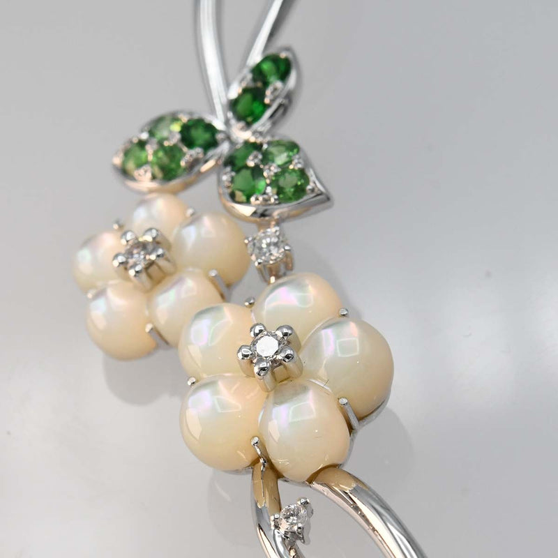 仕上げ済 TASAKI ネックレス K18WG サファイア ガーネット D0.25 シェル イチゴモチーフ54.0g 箱・鑑有 eco942