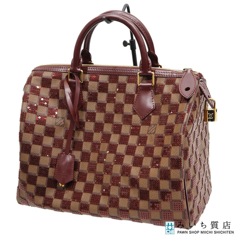 LOUIS VUITTON ルイヴィトン N41263 スピーディ30 ダミエ スパンコール ルージュ 2013 プレフォールコレクション 25k803-2