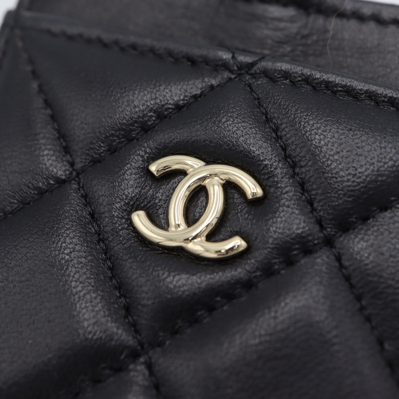 CHANEL シャネル カードケース パスケース マトラッセ ネックストラップ ブラック系 箱有 M3757