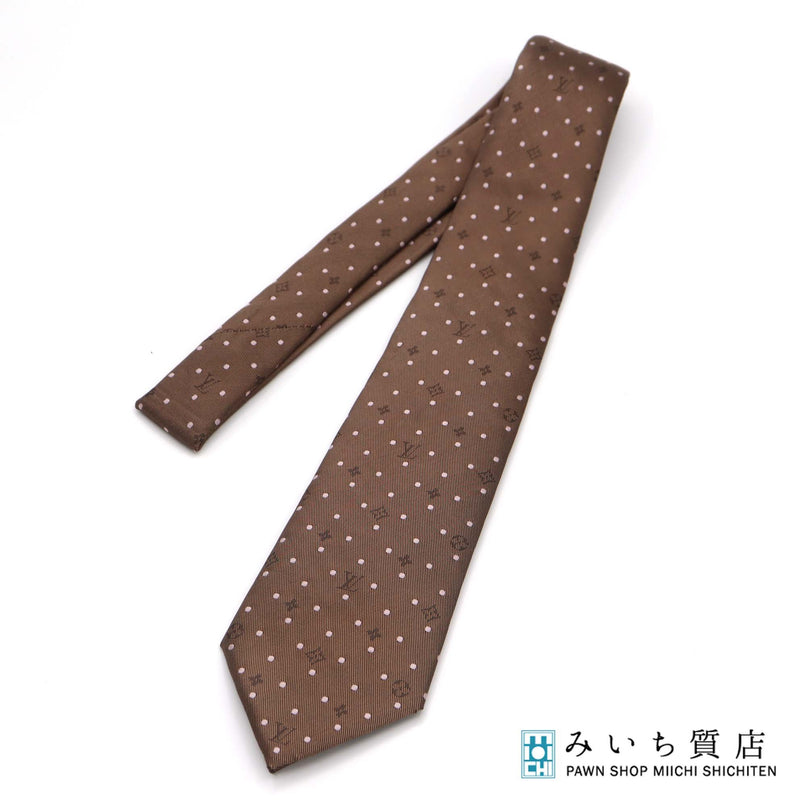 LOUIS VUITTON ルイヴィトン LV ネクタイ M73891 クラヴァット・セレスト マロン ブラウン シルク100％ 服飾小物 H.104