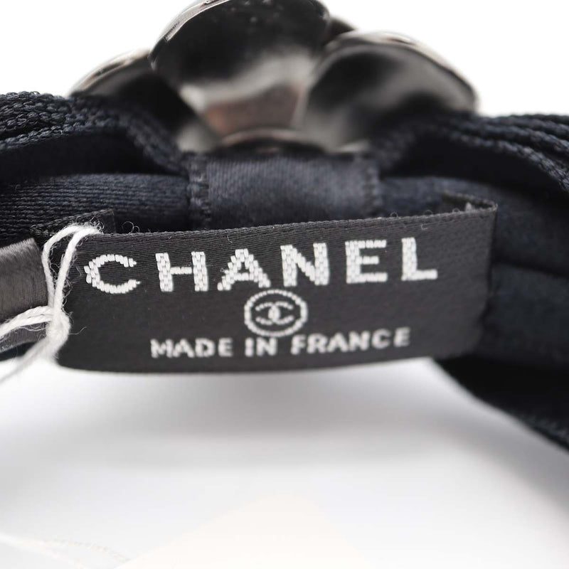 CHANEL シャネル カチューシャ カメリア リボン ブラック ヘア