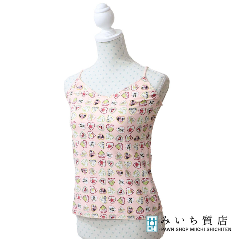 CHANEL シャネル キャミソール P28222 サイズ38 ココマーク バレンタイン 総柄 ピンク レディース トップス 服 H18655