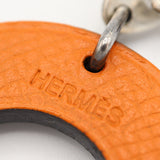 HERMES エルメス バッグチャーム 馬蹄 レザー シルバー 925 オレンジ ブラック アクセサリー 箱有 H18850