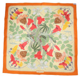 HERMES エルメス カレ70 スカーフ Flora Graeca ギリシャの花 コットン100％ オレンジ H18947-2