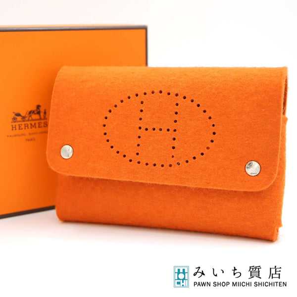 HERMES エルメス エテュイカルト GMトランプケース マルチケース カードケース オレンジ 箱有 21k679-5