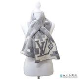 LOUIS VUITTON ルイヴィトン LV マフラー M93391 ウール混 グレー×ホワイト 箱有 25s1337-4