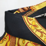 HERMES エルメス ニット 切替シャツ 長袖 トップス 総柄 Sサイズ シルク カシミヤ混 オレンジ×ブラック 26k350-16