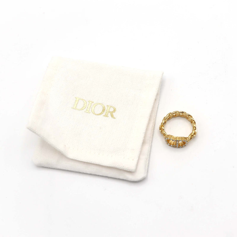 H17452 Christian Dior ディオール リング 指輪 Clair D Lune ラインストーン ゴールドカラー M 約12.5号 約3.8ｇアクセサリー 保管袋 H17452