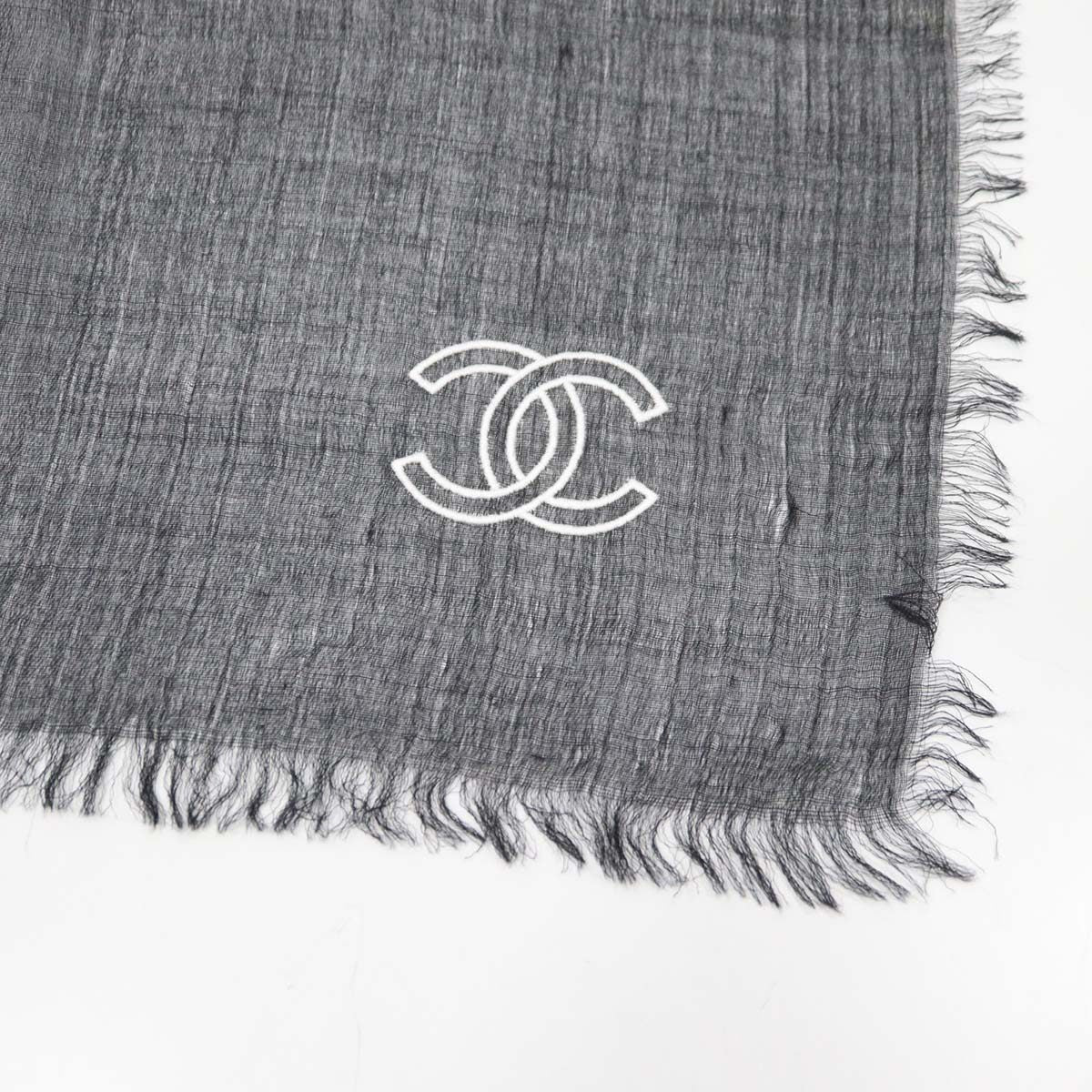 CHANEL シャネル ストール 黒 CC ココマーク カシミヤ 100％ 薄手