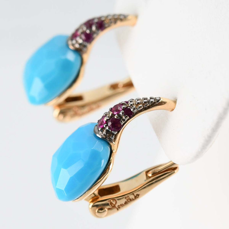 仕上げ済 Pomellato ポメラート ピアス カプリ 18KT 750 約5g ターコイズ アクセサリー ケース有 H8949