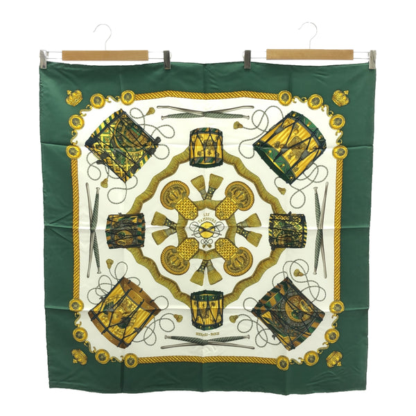 HERMES エルメス カレ90 LES TAMBOURS タンブールの太鼓 シルク100％ グリーン H16333-6