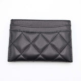 CHANEL シャネル クラシック カードケース マトラッセ ココマーク ラムスキン ブラック 名刺入れ H21029