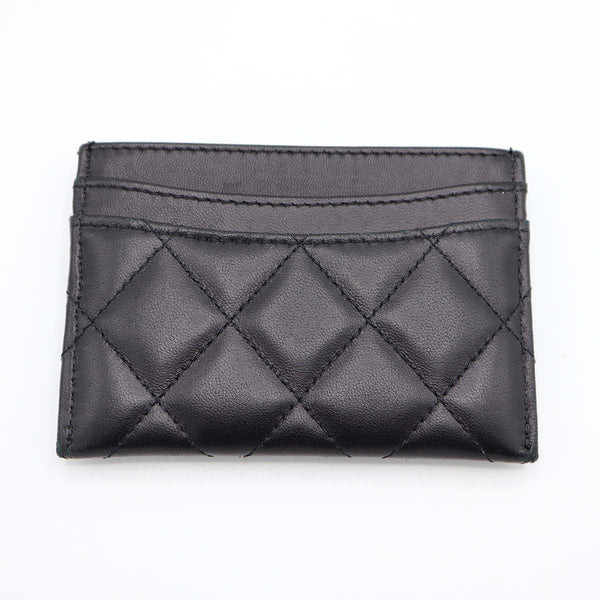 CHANEL シャネル クラシック カードケース マトラッセ ココマーク ラムスキン ブラック 名刺入れ H21029