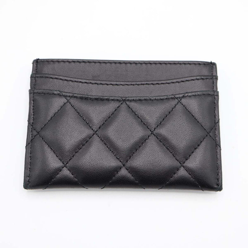 CHANEL シャネル クラシック カードケース マトラッセ ココマーク ラムスキン ブラック 名刺入れ H21029