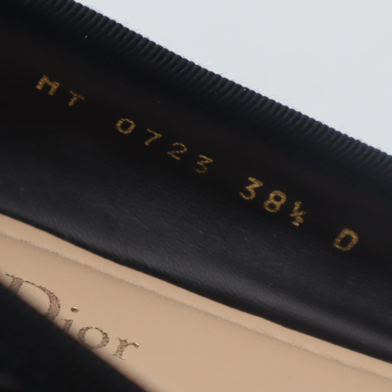 Christian Dior ディオール バレエシューズ パンプス 38 1/2 約25.5cm カナージュ リボン ブラック 箱有 H19575