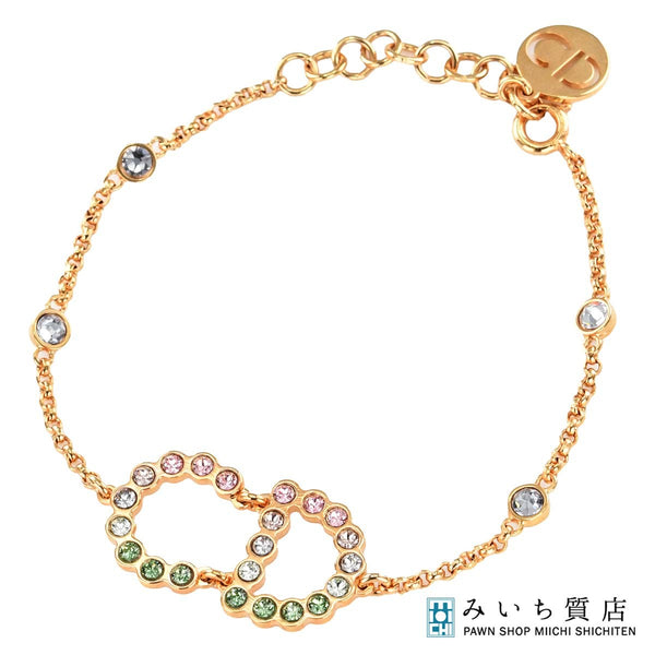 Christian Dior ディオール ブレスレット リュヌ ゴールドカラー×ピンク×グリーン アクセサリー レディース H7014