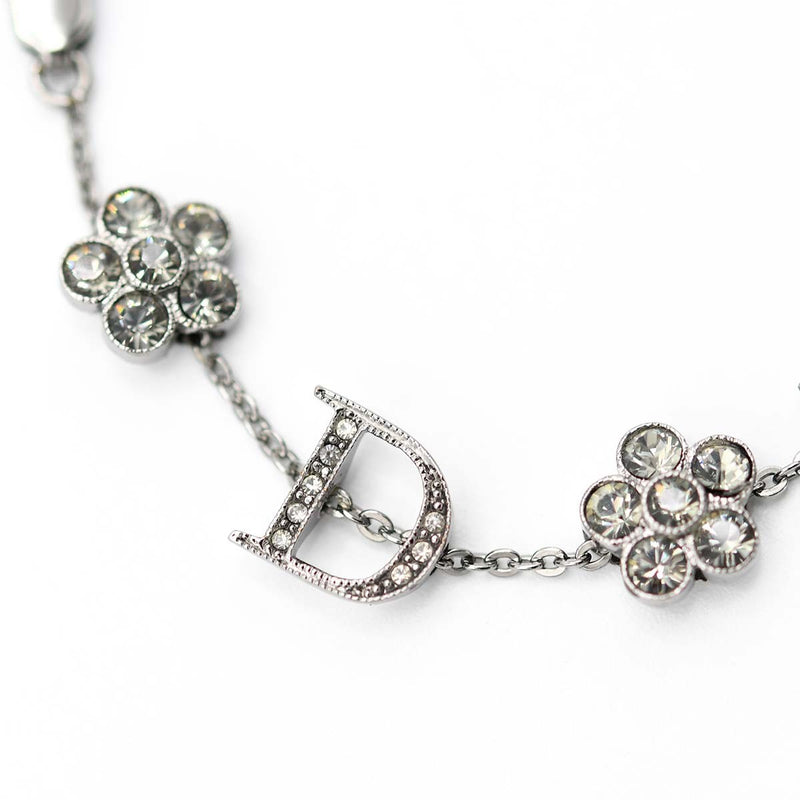 Christian Dior ディオール ブレスレット ブレス ラインストーン フラワー 花 ブラックシルバーカラー アクセサリー レディース 保管袋有 H2271