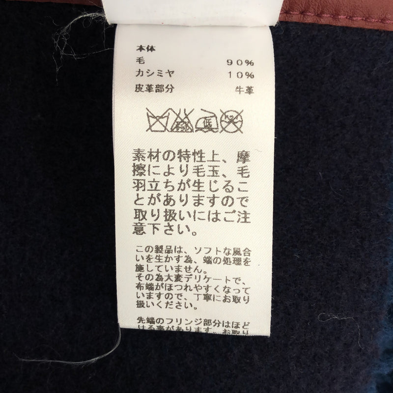 HERMES エルメス ロカバール ポンチョ レザータッセル トップス カシミヤ ウール ブルー系 H12849