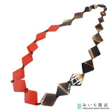 HERMES エルメス バッファローホーン ネックレス ロング ブラウン レッド系 H1535-2
