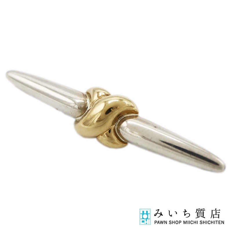 HERMES エルメス ブローチ 18K ツイスト アクセサリー 約8.9g ゴールド×シルバーカラー 袋有 H19003