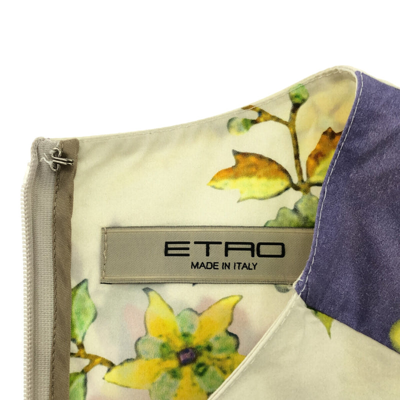 エトロ ETRO ワンピース 40 サイズ 服 衣類 花柄 イタリア製 コットン100％ アイボリー系 H9636