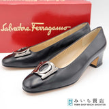 Salvatore Ferragamo フェラガモ パンプス ガンチーニ サイズ6 1/2 C 約23.5cm 靴 ブラック 箱有 25k862-2