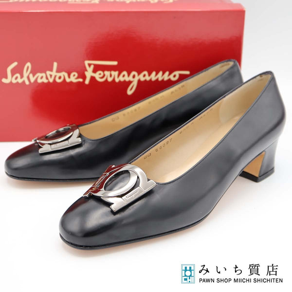 Salvatore Ferragamo フェラガモ パンプス ガンチーニ サイズ6 1/2 C 約23.5cm 靴 ブラック 箱有 25k862-2