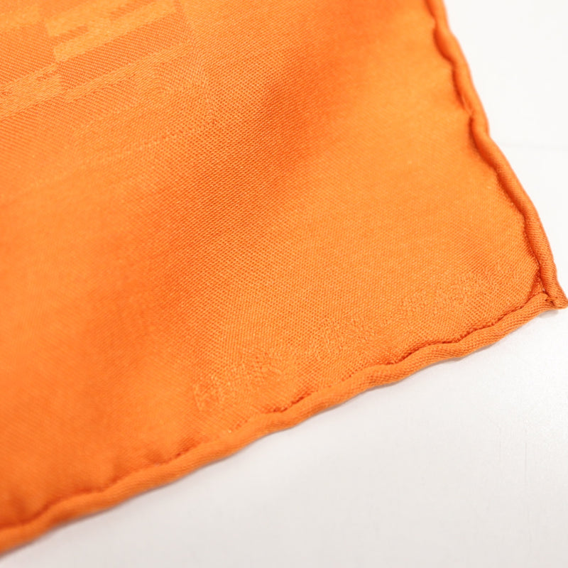 HERMES エルメス カレ40 スカーフ ハンカチ H柄 オレンジ シルク100 服飾小物 箱有 ok1270