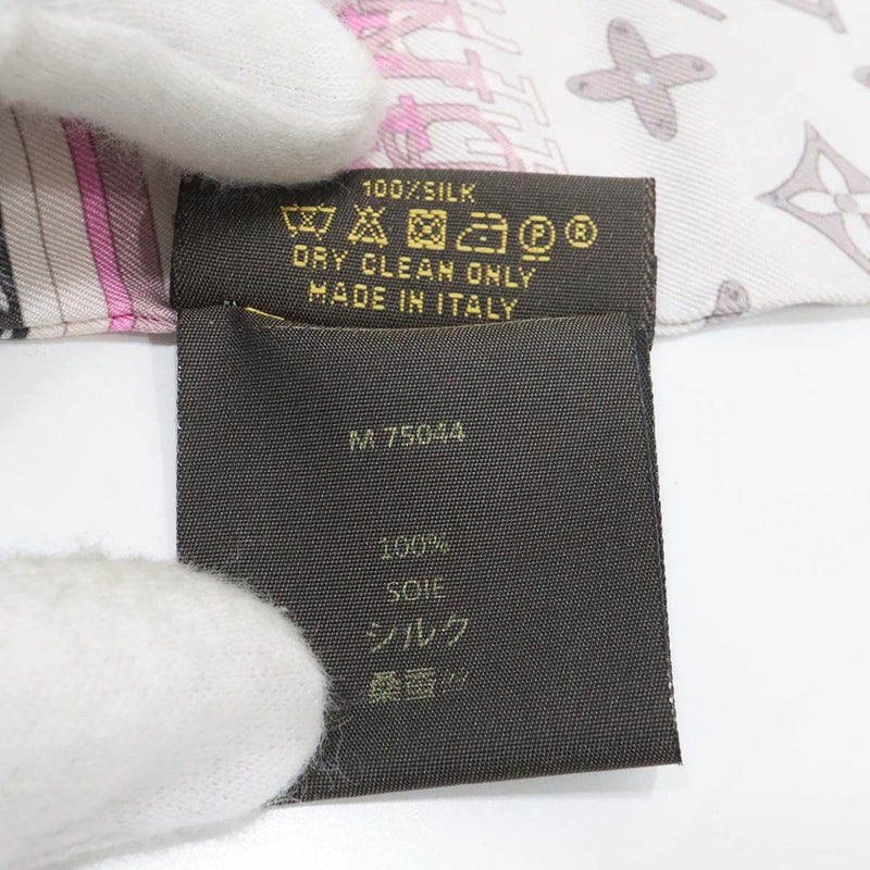 LOUIS VUITTON ルイヴィトン LV バンドー M75044 モノグラム マップ スカーフ ライトグレー ピンク 服飾小物 25k1037-6