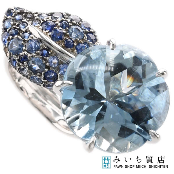 仕上済 CHANEL シャネル リング 8号 #49 750 13.3g アクアマリン サファイア ジュエリー H19158