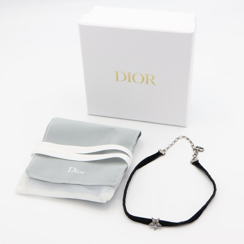 Christian Dior ディオール チョーカー 星 スター ラインストーン CD ベロア アクセサリー ブラック系 レディース 箱有 yo648