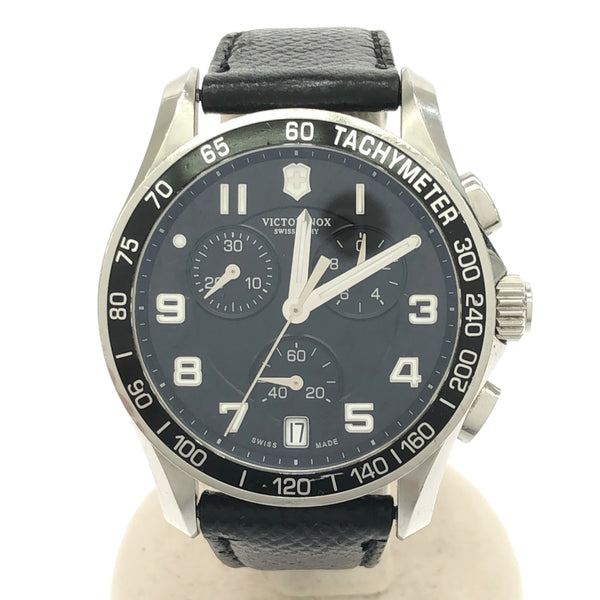 腕時計 訳あり 稼働 VICTORINOX ヴィクトリノックス 241493 クォーツ クロノグラフ 黒色文字盤 2025.4電池交換済 ベルト尾錠社外品 H10411