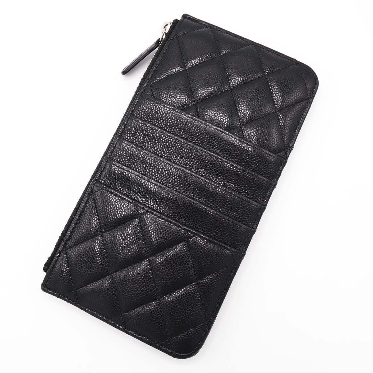 シャネル マトラッセ ケース 30番 キャビアスキン シャネル マトラッセ キャビアスキン ケース ブラック シルバー