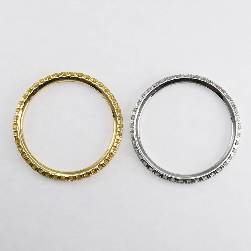 仕上済 DE BEERS デビアス リング 指輪 2本 フルエタニティ ダイヤ サファイア 750 約10.5号 約2.9g ジュエリー ok936