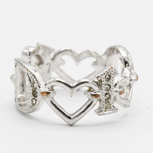 Christian Dior ディオール リング 指輪 ラインストーン ハート 約13.5号 シルバーカラー アクセサリー レディース H10043