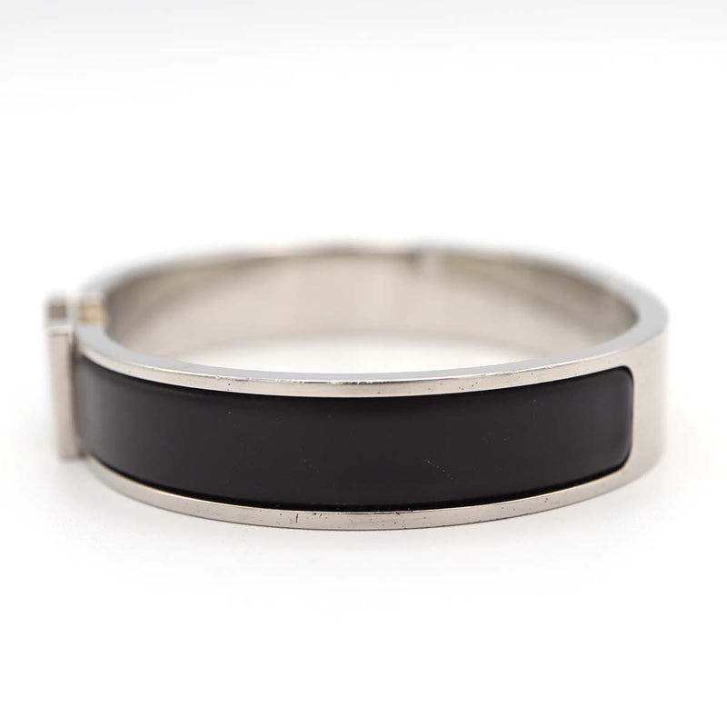 HERMES エルメス クリックH GM Hロゴ バングル ブレスレット シルバーカラー×ブラック アクセサリー 22k23-1