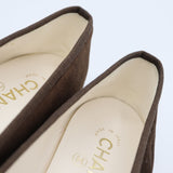 CHANEL シャネル G02819 バレエシューズ バレリーナ ベロア リボン フラットシューズ ブラウン×ブラック サイズ39 レディース H20478