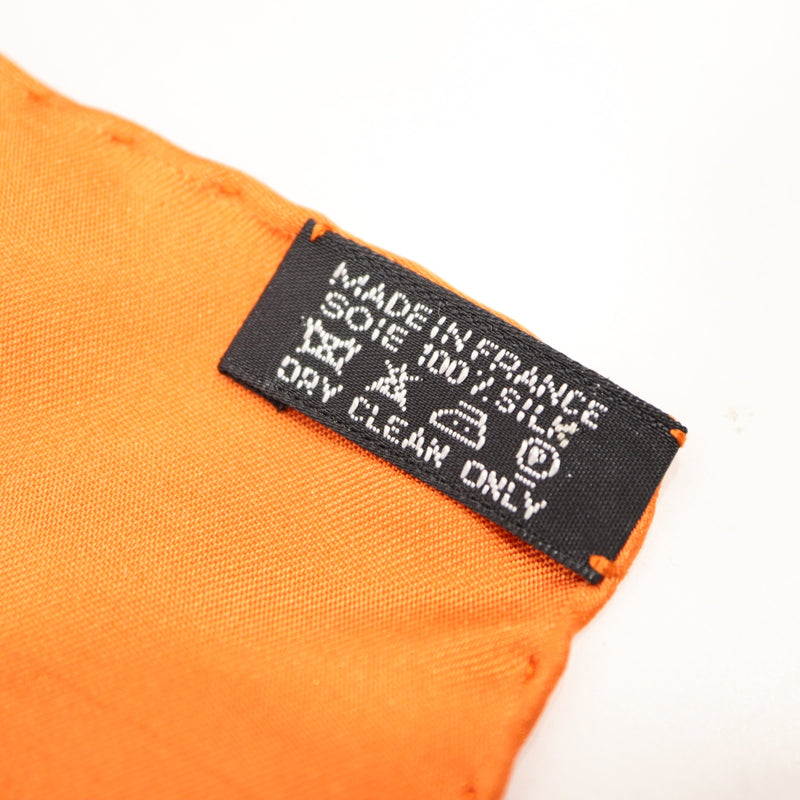 HERMES エルメス カレ40 スカーフ ハンカチ H柄 オレンジ シルク100 服飾小物 箱有 ok1270