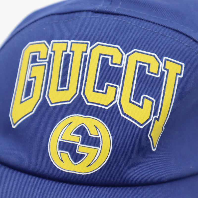 未使用 GUCCI グッチ ガレッジベースボールキャップ 773135 4HA7F 帽子 ブルー 青 保管袋有 25k448-2