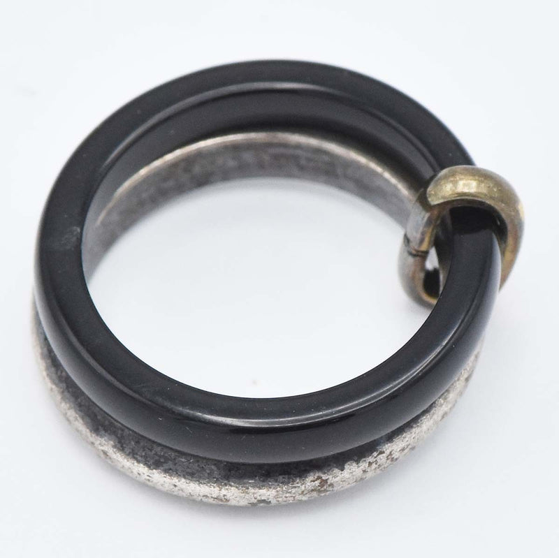 GEORG JENSEN ジョージジェンセン A119 オニキス ダブルリング 指輪 925 シルバー 約7.5号 約5.4g アクセサリー レディース 箱有 H12641