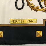 HERMES エルメス カレ90 LES CLES THE KEYS RARE 鍵 スカーフ ブラック×ホワイト シルク100 H23952