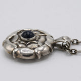 GEORG JENSEN ジョージジェンセン ネックレス バースペンダント サファイア 9月シルバー 925 約14.8g ペンダントトップ アクセサリー 箱有 ok1343