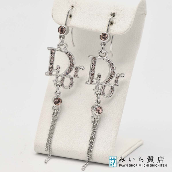 Christian Dior ディオール ピアス ラインストーン シルバーカラー アクセサリー 箱有 H2216