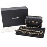 CHANEL シャネル ミニ チェーンウォレット マトラッセ ココマーク 星 キャビアスキン ブラック 箱あり 24k515-5