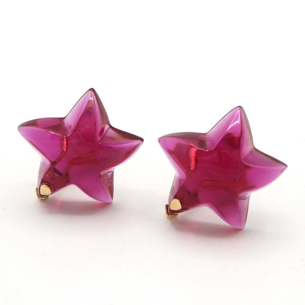 Baccarat バカラ クリスタルガラス イヤリング ピンク 750 K18 スター 星 レディース アクセサリー 箱あり M1876