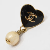 CHANEL シャネル ピアス ハート ココマーク フェイクパール 04A ゴールドカラー×ブラック アクセサリー 箱 ok1857