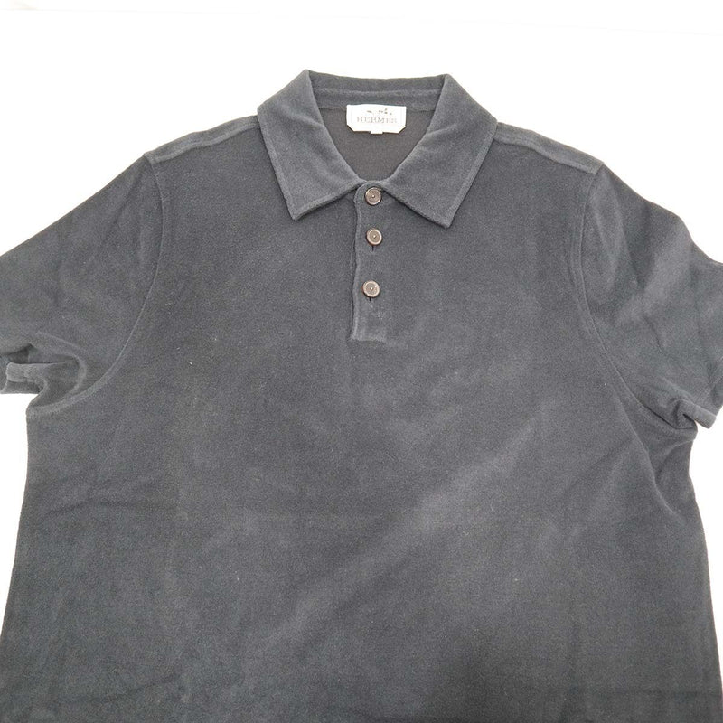 HERMES エルメス ポロシャツ Lサイズ コットン100％ ブラック メンズ k1299