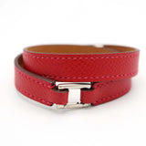 HERMES エルメス ブレスレット リヴァル コリエドシアン T刻印 レッド×シルバーカラー アクセサリー H5044-1